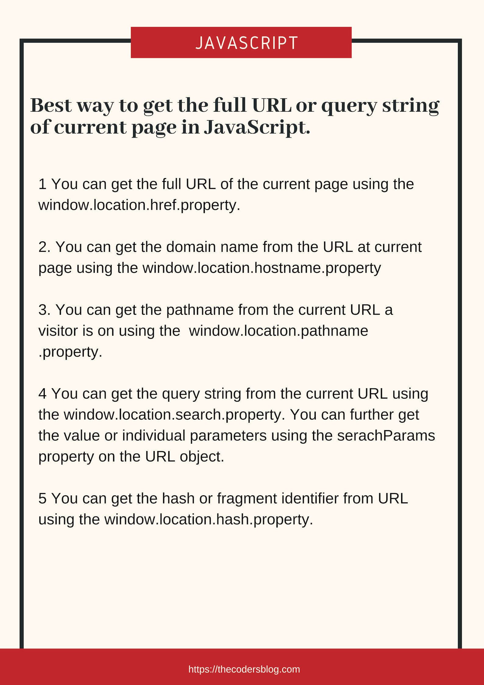 Best way to get the full URL or query string of current page in JavaScript.